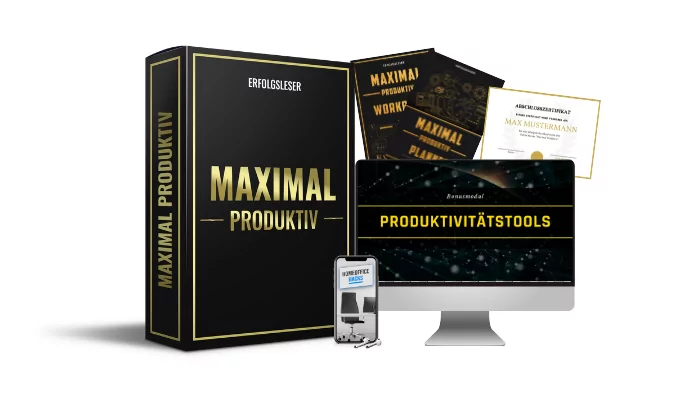 Maximal Produktiv Workshop Angebot Mockup mit Box, Monitor und Materialien