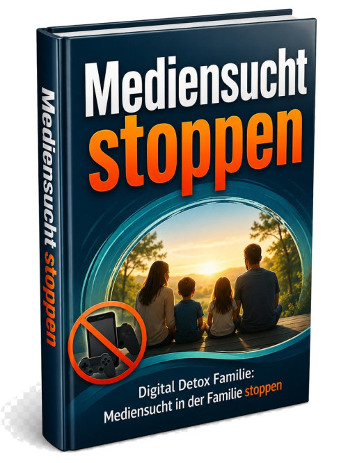 Produktabbildung Mediensucht stoppen E-Book mit Familie und digitalen Elementen