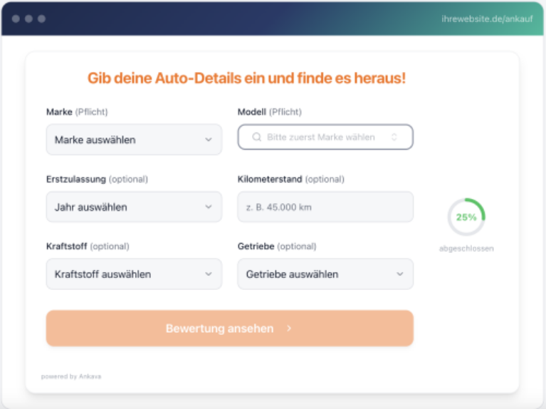 Mehr Autoankäufe von privat – Ankava Autoankauf-Widget