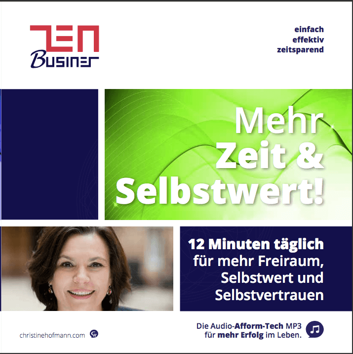Audio-CD Cover Mehr Zeit und Selbstwert Produktansicht mit grünem Gradient Design