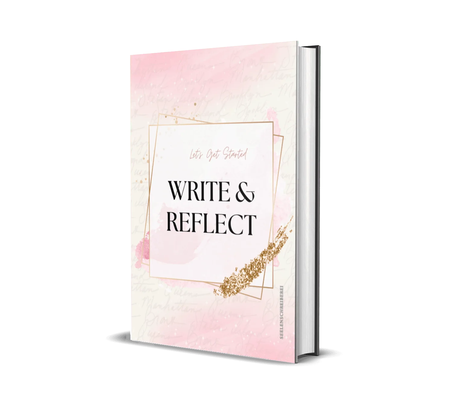 Mein Therapie Tagebuch – Bundle für Psychologie 4 Write & Reflect Workbook mit rosa-goldenem Cover, Blätter und geometrischen Elementen