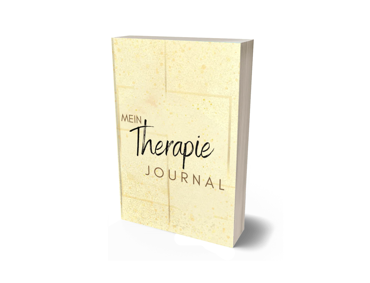 Mein Therapie Tagebuch – Bundle für Psychologie 1 Mein Therapie Journal mit gelbem Cover und Handschrift-Schriftzug, 3D-Buchdarstellung