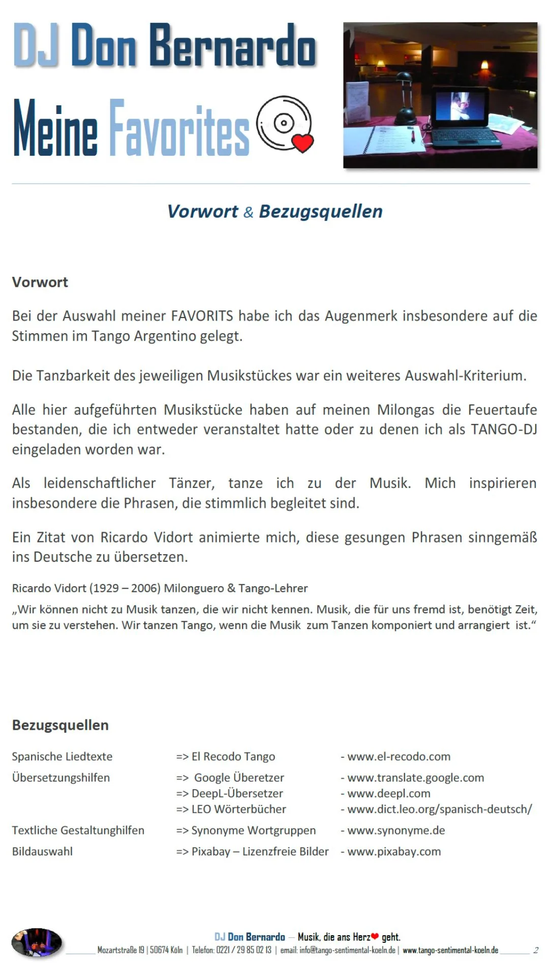 Vorwort aus E-Book Meine FAVORITES von DJ Don Bernardo