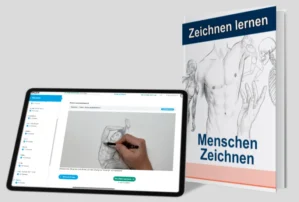 Hero-Grafik Menschen Zeichnen Videokurs mit Tablet und eBook-Cover