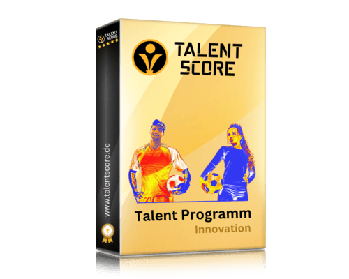Cover Talent Programm Innovation mit Talent Score Logo und zwei Fußballer