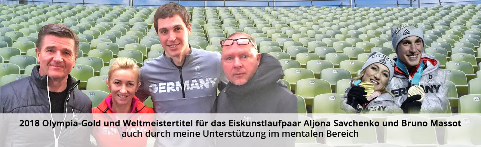 Kundenstimme: Gruppe von fünf Personen und Eiskunstläufer mit Olympia-Gold und Weltmeistertitel, Unterstützung im mentalen Be