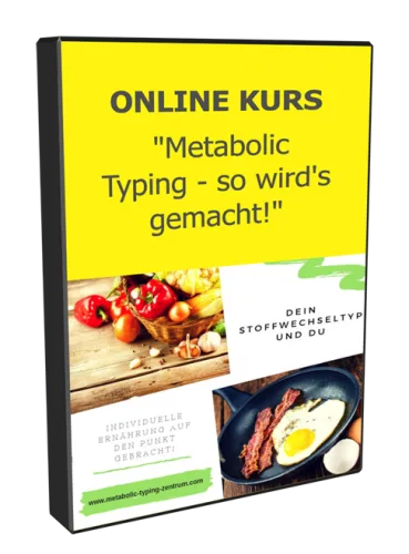 Online Kurs Cover Metabolic Typing – So wird's gemacht mit gelben Kasten, Gemüse und Speisen
