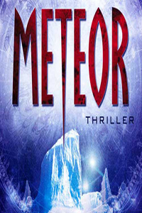 Meteor Thriller Cover in 200×300 Pixeln mit roten Großbuchstaben und Eiskristall-Hintergrund