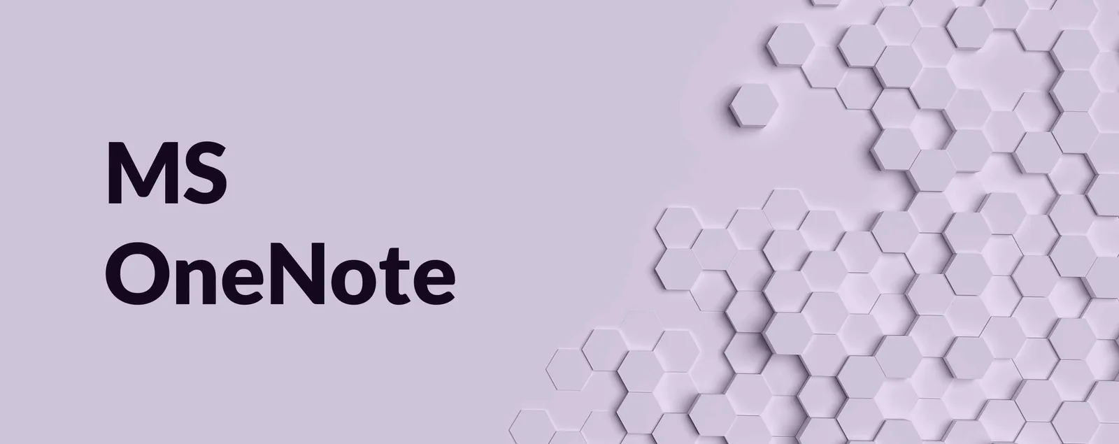 Hero-Banner mit MS OneNote Schriftzug auf violettem Hintergrund mit hexagonaler Oberflächenstruktur