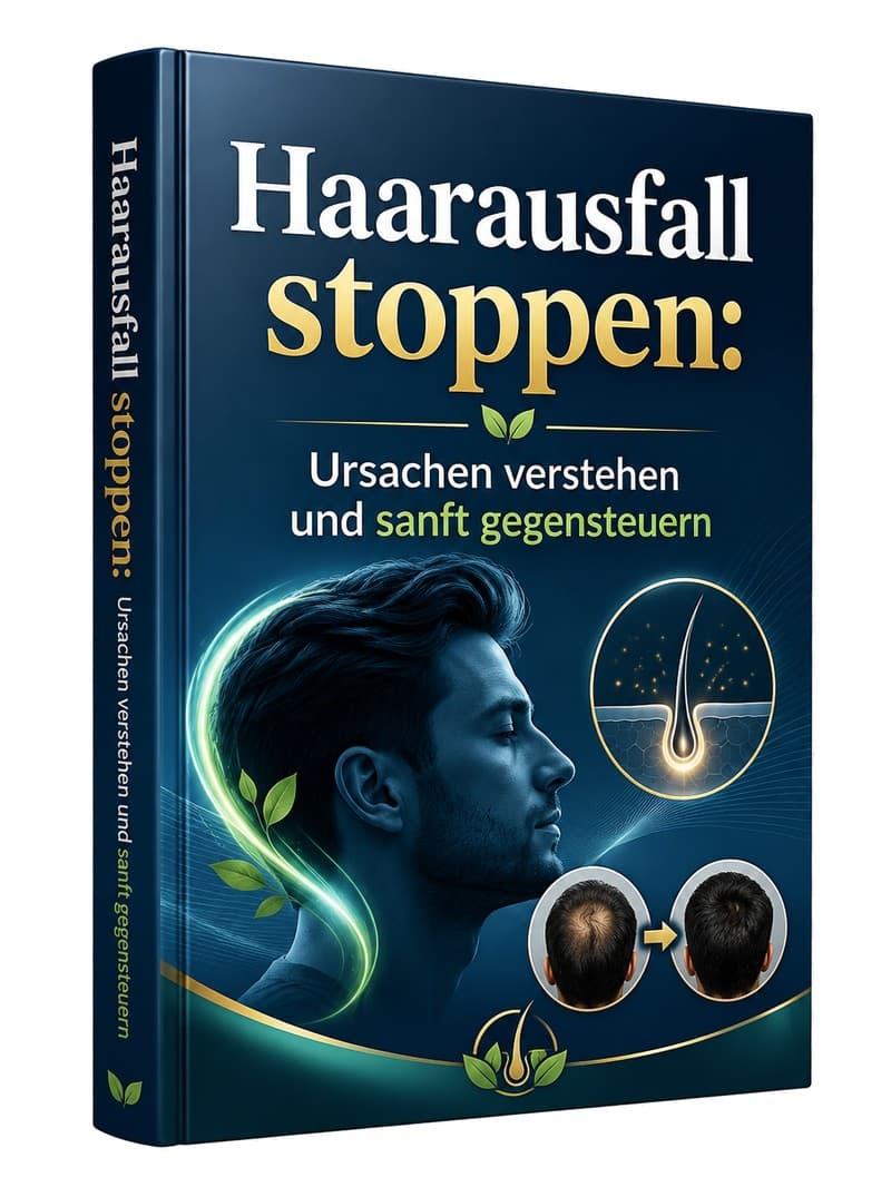 E-Book-Cover Haarausfall stoppen mit Haarfollikel-Grafik