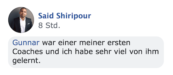 Kundenstimme von Said Shiripour über Gunnar Kessler als Coach