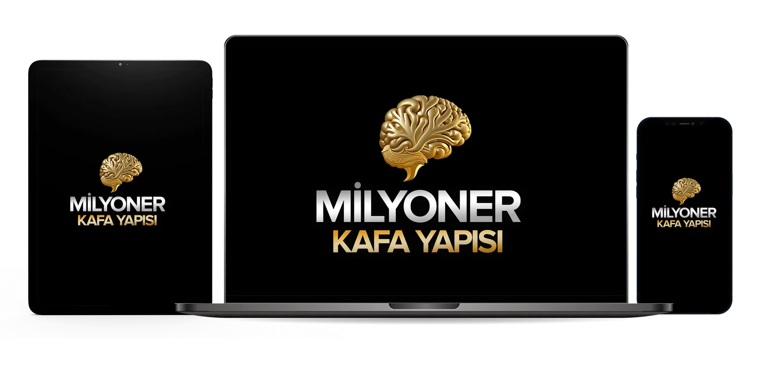 Milyoner Kafa Yapısı – Videokurs zum Millionärs-Mindset von İsa Mayil 6 Milyoner Kafa Yapısı Logo auf Laptop-, Tablet- und Smartphone-Displays mit schwarzem Hintergrund