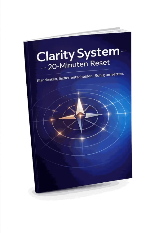 E-Book Mockup Clarity System – 20-Minuten Reset mit perspektivischer Darstellung und Schatten