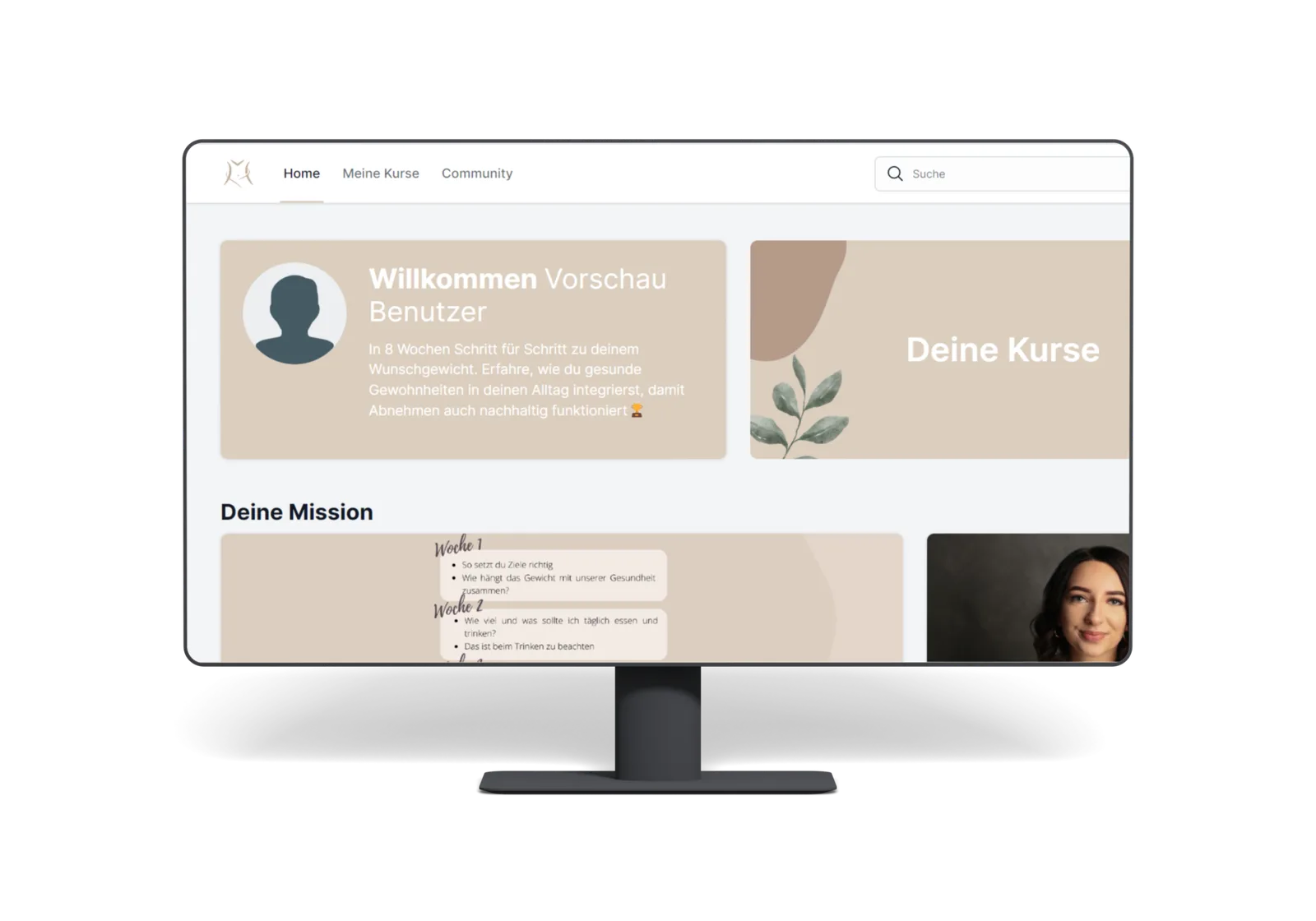 Screenshot Mission Wunschgewicht Plattform auf Desktop-Monitor