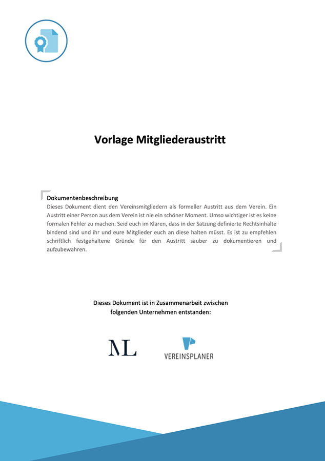 Vorlage Mitgliedersaustritt für formalen Vereinsaustritt