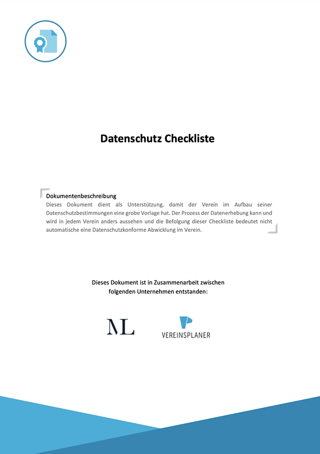 Datenschutz Checkliste Dokumentenvorlage für Vereinsverwaltung