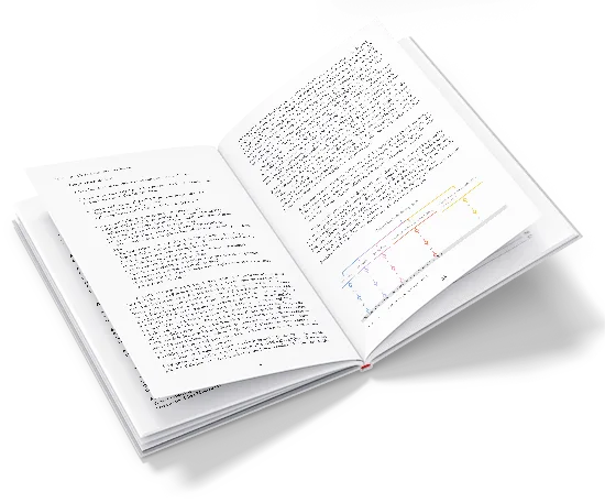 Aufgeschlagenes Buch mit Text und Diagrammen auf beiden Seiten, Kapitel 7