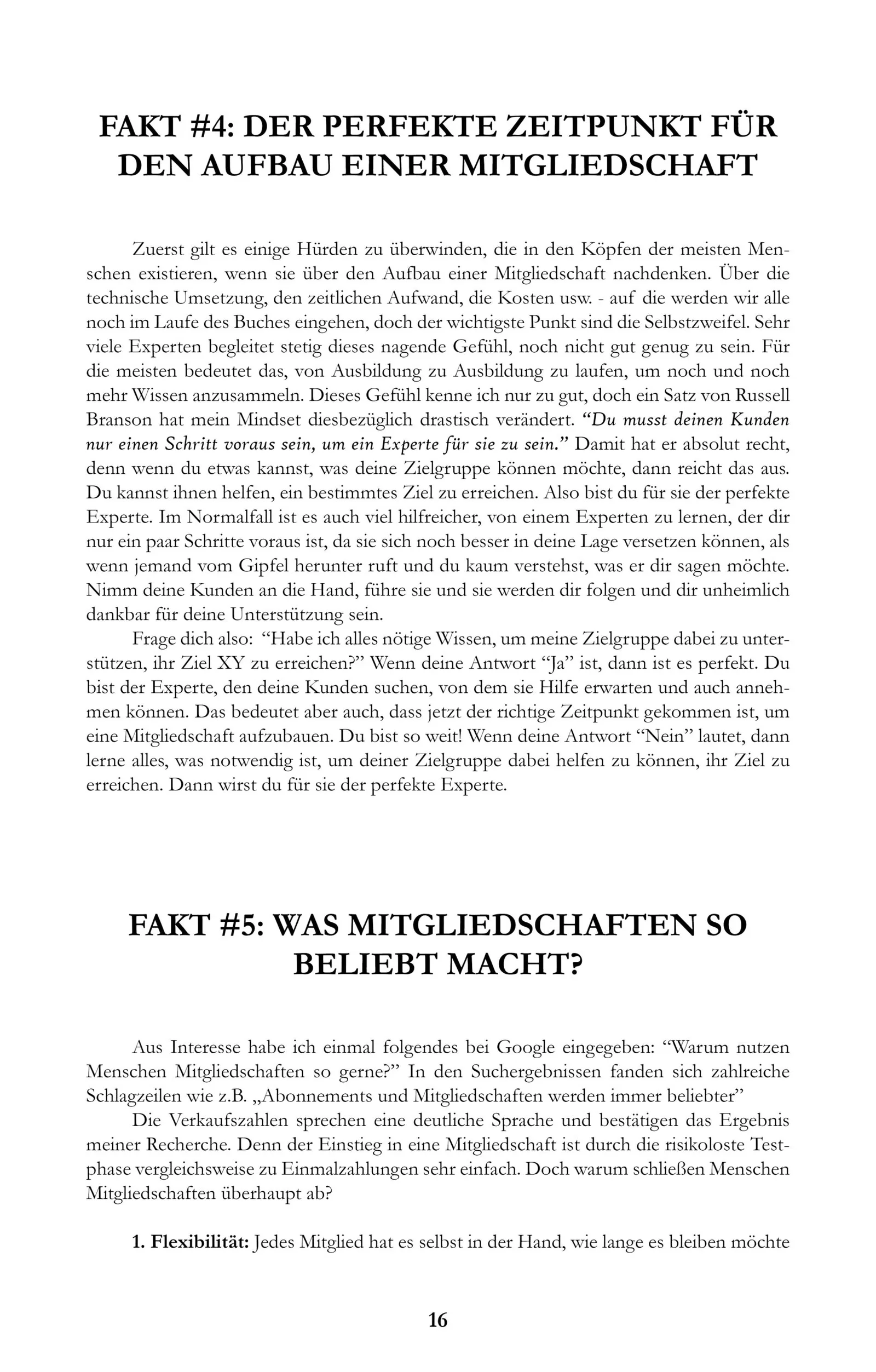 Buchseite Fakt #4 Der perfekte Zeitpunkt für Mitgliedschafts-Aufbau und Fakt #5 Was Mitgliedschaften beliebt macht