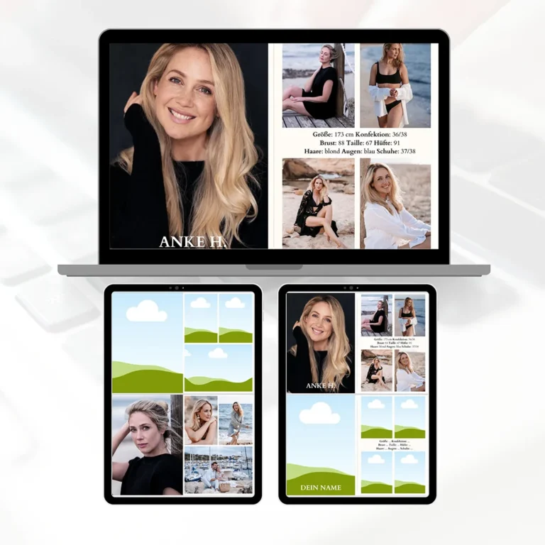 Model Sedcard-Vorlage – Canva-Designset fürs Casting von Leandra Weber