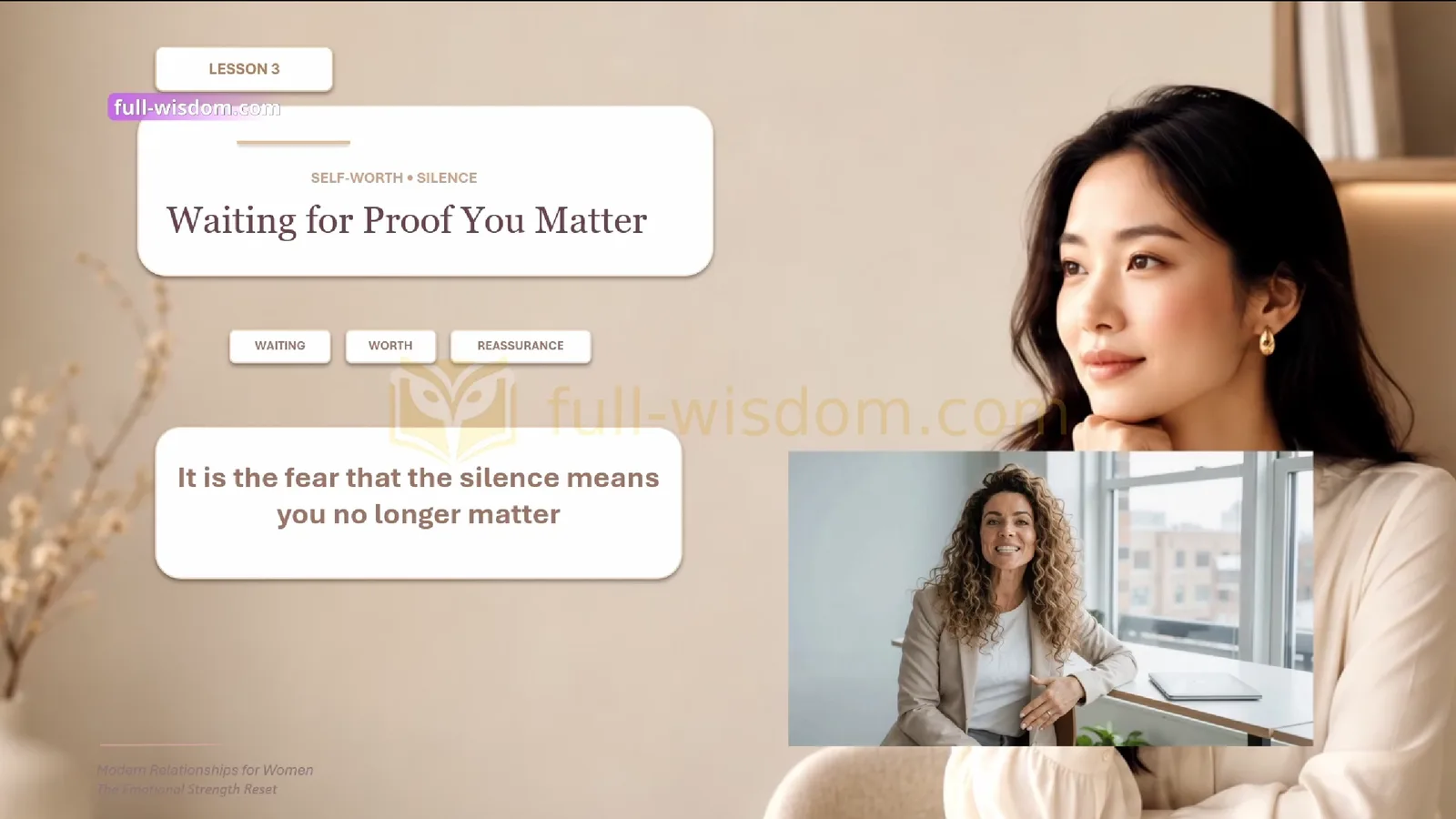 Lektion 3 Waiting for Proof You Matter mit Themen Self-Worth, Silence und Reassurance