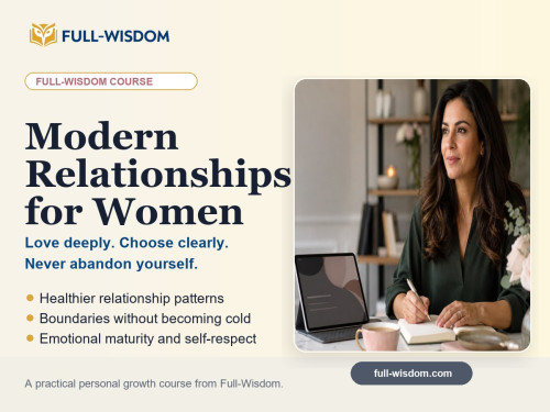 Kurscover Modern Relationships for Women mit Frau am Laptop und Kursdetails