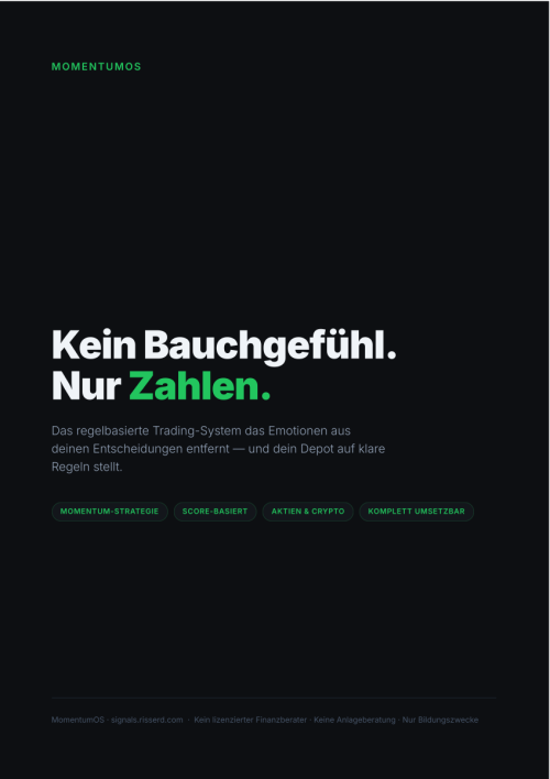 MomentumOS Willkommensseite mit Headline Kein Bauchgefühl Nur Zahlen und Produktbeschreibung
