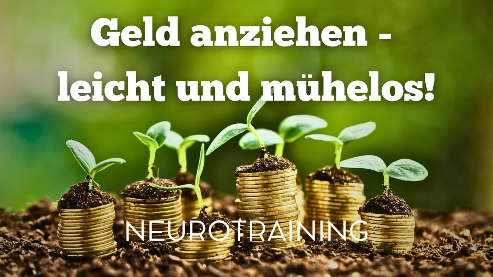Grafik mit Münzstapeln und Pflanzen auf Erde mit grünem Hintergrund