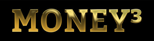 MONEY³ Mentoring Logo in goldener Schrift auf schwarzem Hintergrund