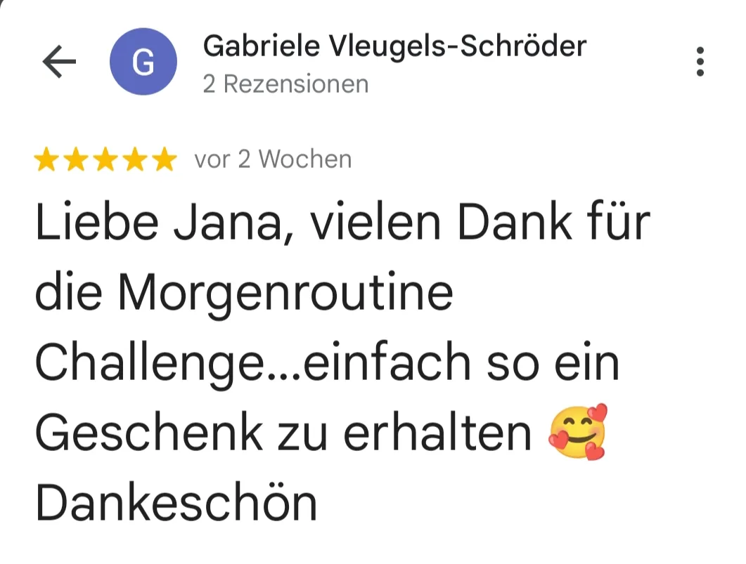 5-Sterne-Bewertung von Gabriele Vleugels-Schröder zur Morgenroutine Challenge