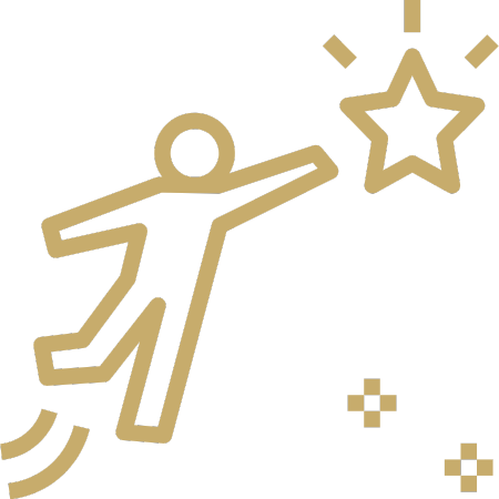 Motherhood Manifestation – Audio-Meditation Kinderwunsch 9 Goldenes Icon mit stilisierter Person, die nach Stern greift