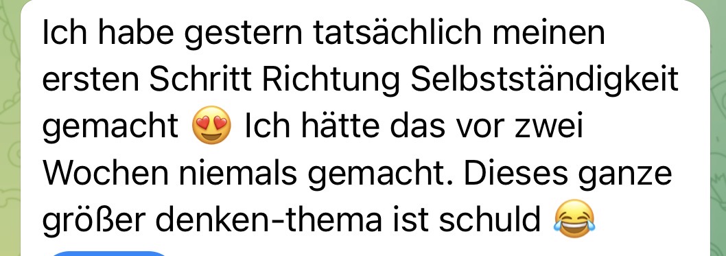 Kundenbewertung: Erste Schritte zur Selbstständigkeit mit Herz-Emojis