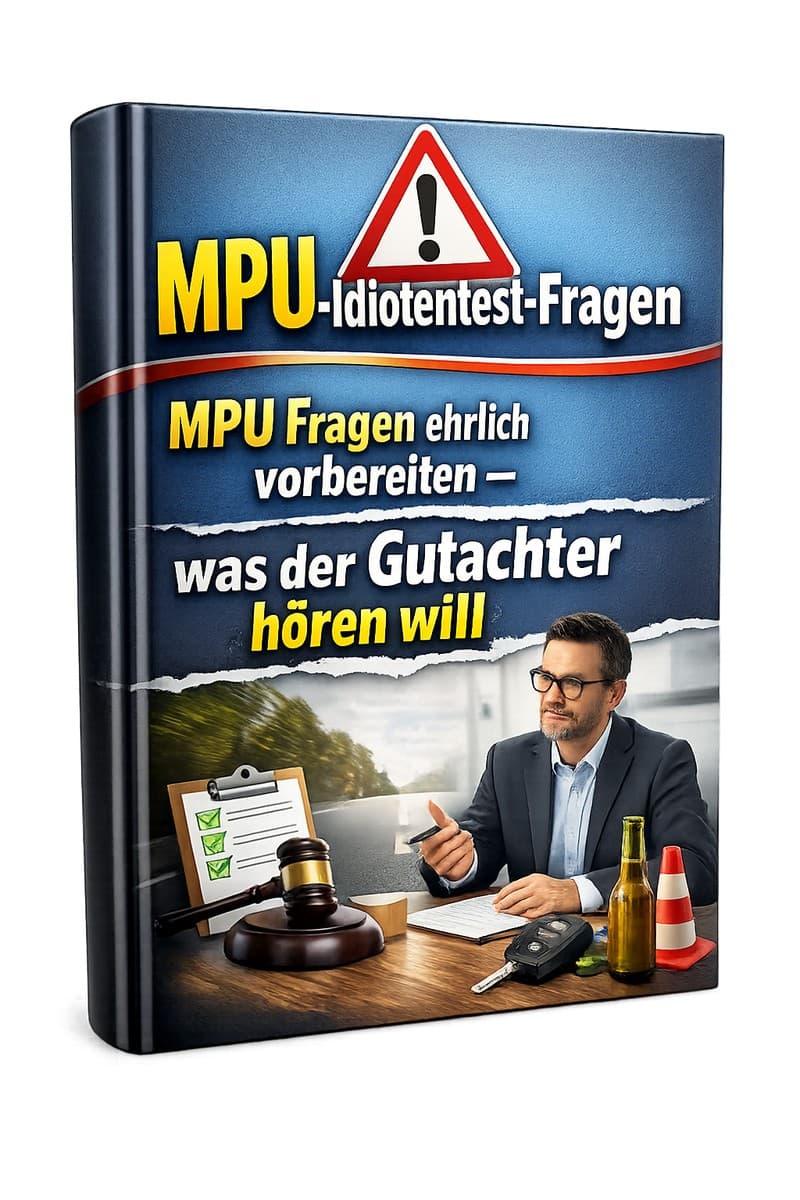 MPU nach Drogen – E-Book zur MPU 1 Cover MPU-Idiotentest-Fragen E-Book von RatgeberPlatz mit Richter und Testformular