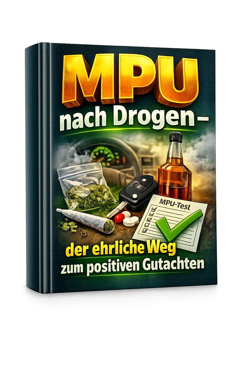 MPU nach Drogen – E-Book zur MPU 4 Cover MPU nach Drogen E-Book von RatgeberPlatz mit illegalisierten Substanzen und Test-Dokumenten