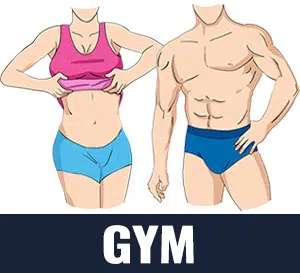 Geübte Trainingsplan Gym mit definierter Frau und muskulösem Mann