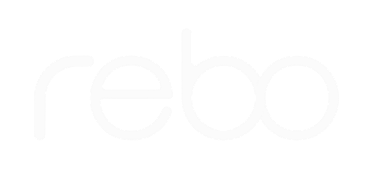 REBO Logo mit verschwommenem Schriftzug