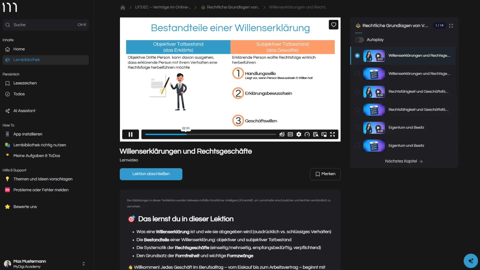 Lernvideo mit Textlektion – Erklärgrafiken und Zusammenfassung zum Nachlesen