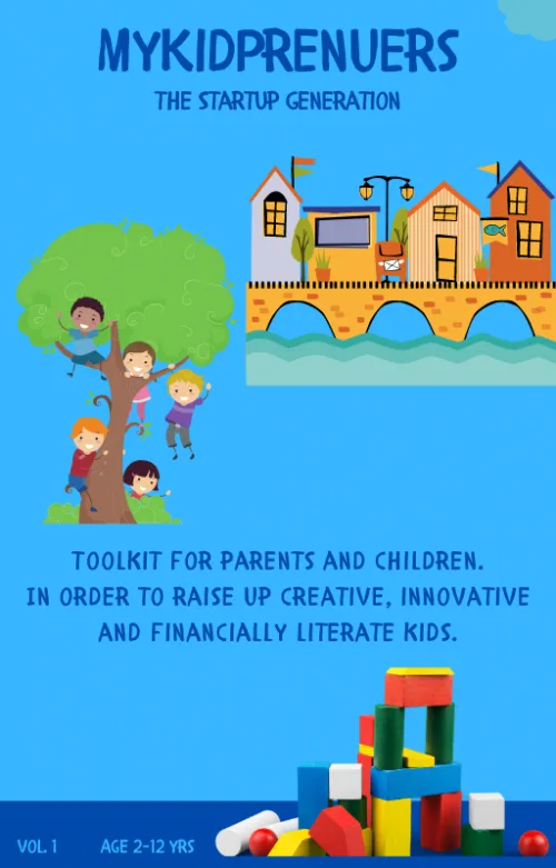 Cover myKidPreneurs The Startup Generation mit Kindern am Baum und buntem Haus
