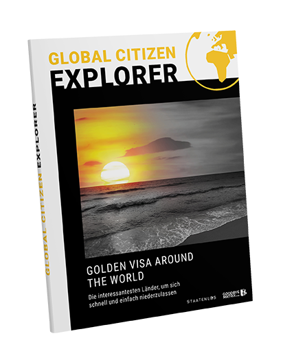 Global Citizen Explorer E-Book Cover Golden Visa Around the World mit Sonnenuntergang am Strand
