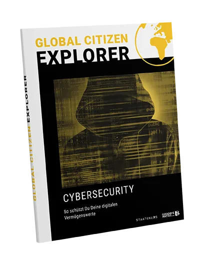 Global Citizen Explorer E-Book Cover Cybersecurity mit gehacktem Computerbildschirm und Hacker-Thema