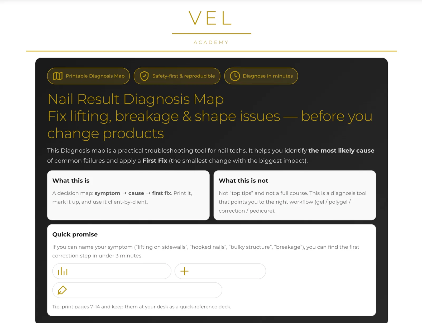 VEL Academy Nail Result Diagnosis Map – Troubleshooting-Tool für Nageltechnikerinnen