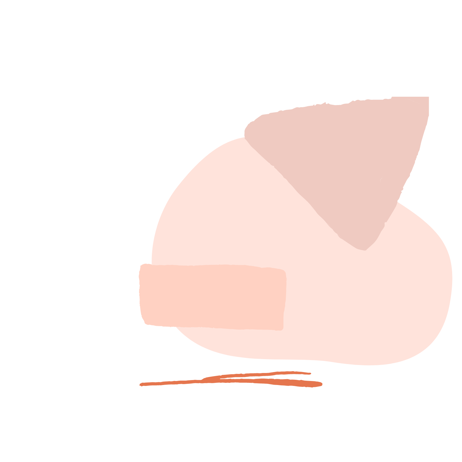 Abstrakte Blöcke in rosa und beige Tönen mit orangener Linie