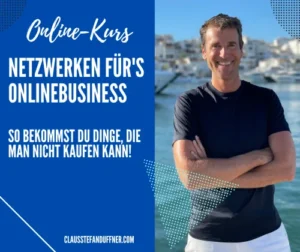 Online-Kurs Netzwerken für's Onlinebusiness mit Claus-Stefan Duffner vor Küstenlandschaft mit Kurstitel und Slogan