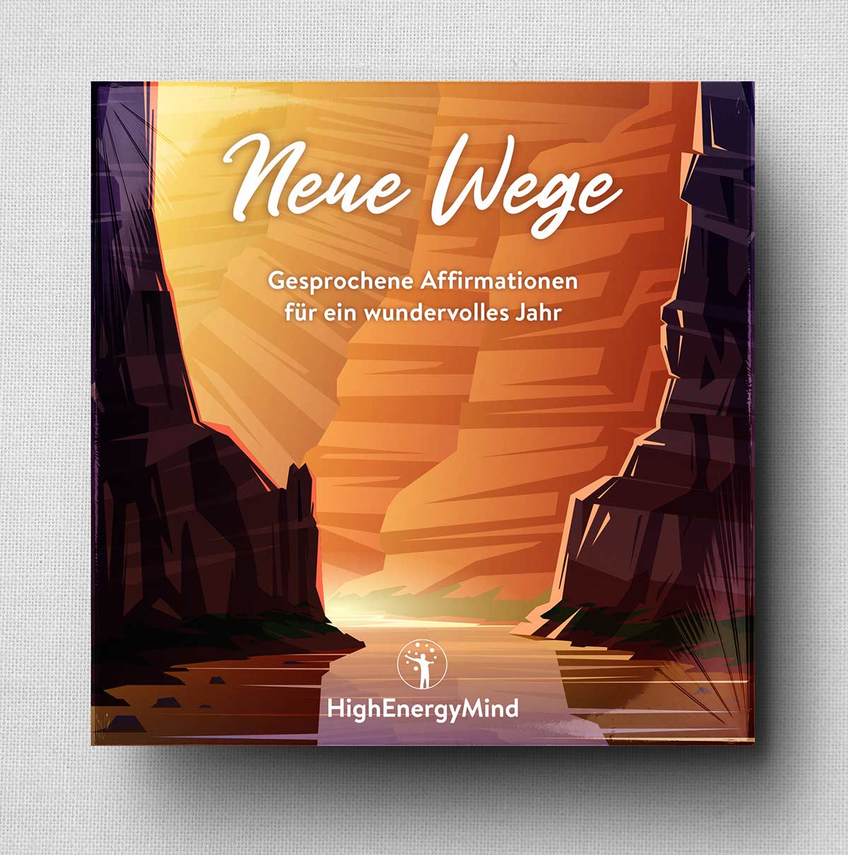 Neue Wege Affirmationen Album CD-Mockup mit Canyon-Design