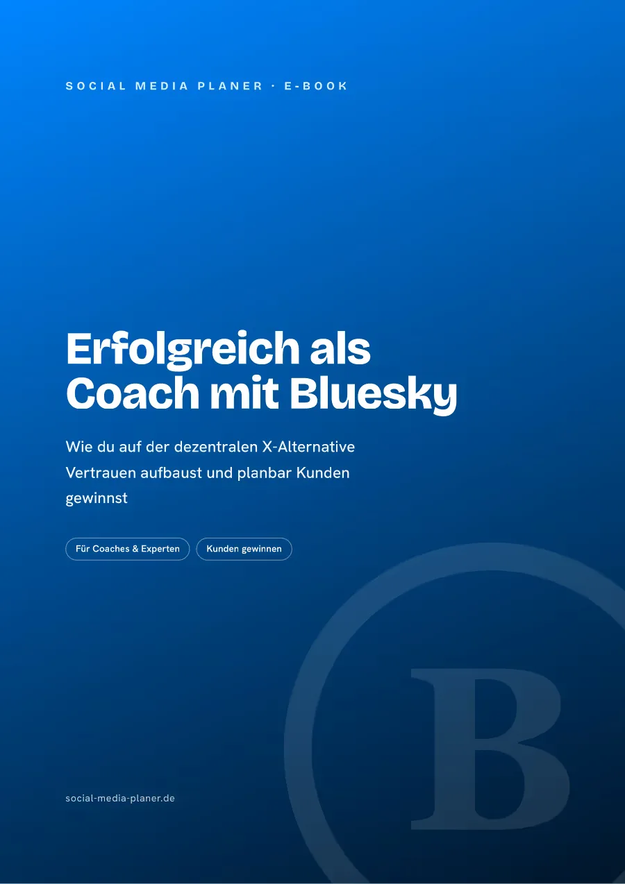 E-Book-Cover Erfolgreich als Coach mit Bluesky zeigt Coaching-Szene und Plattform-Features
