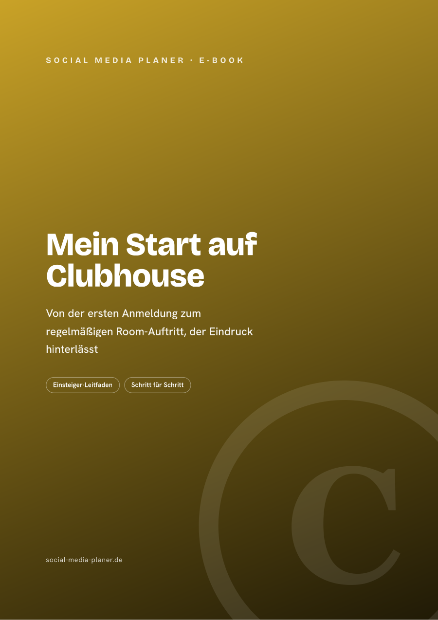 E-Book-Cover Mein Start auf Clubhouse mit Clubhouse-Logo-Wasserschrift