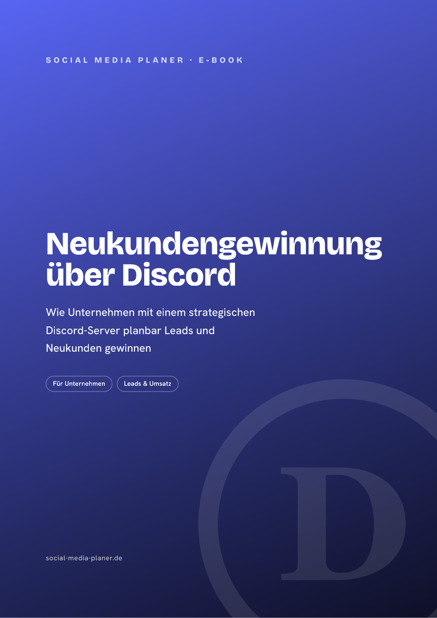 E-Book Cover Neukundengewinnung über Discord mit Untertitel und Tags für Unternehmen, Leads & Umsatz