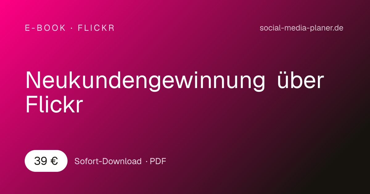 Hero-Banner für Flickr E-Book mit Titel und Preisangabe