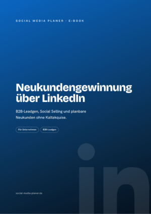E-Book Cover Neukundengewinnung über LinkedIn mit LinkedIn-Icon am unteren Rand