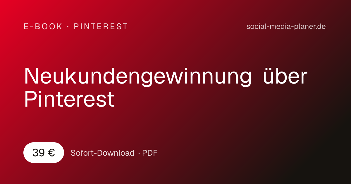 Hero-Banner für Pinterest E-Book mit rotem Gradient-Hintergrund, Titel und Preis