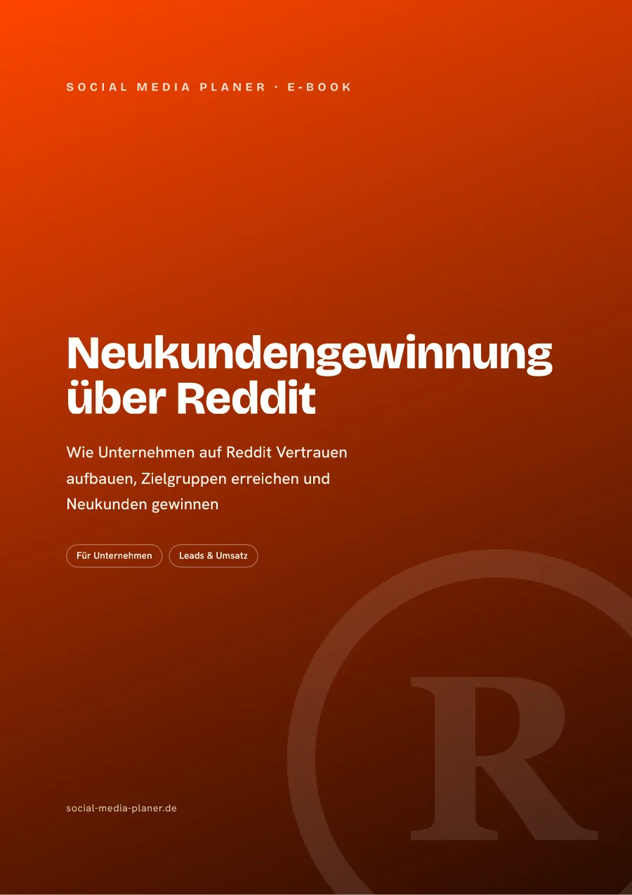 E-Book-Cover Neukundengewinnung über Reddit mit Untertitel und Zielgruppen-Tags